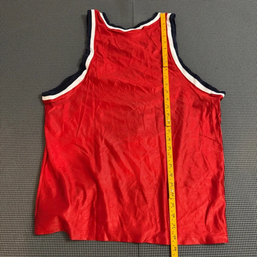 Vintage Fila Basketball Jersey Tank Top Red Navy White Made in USA Small
